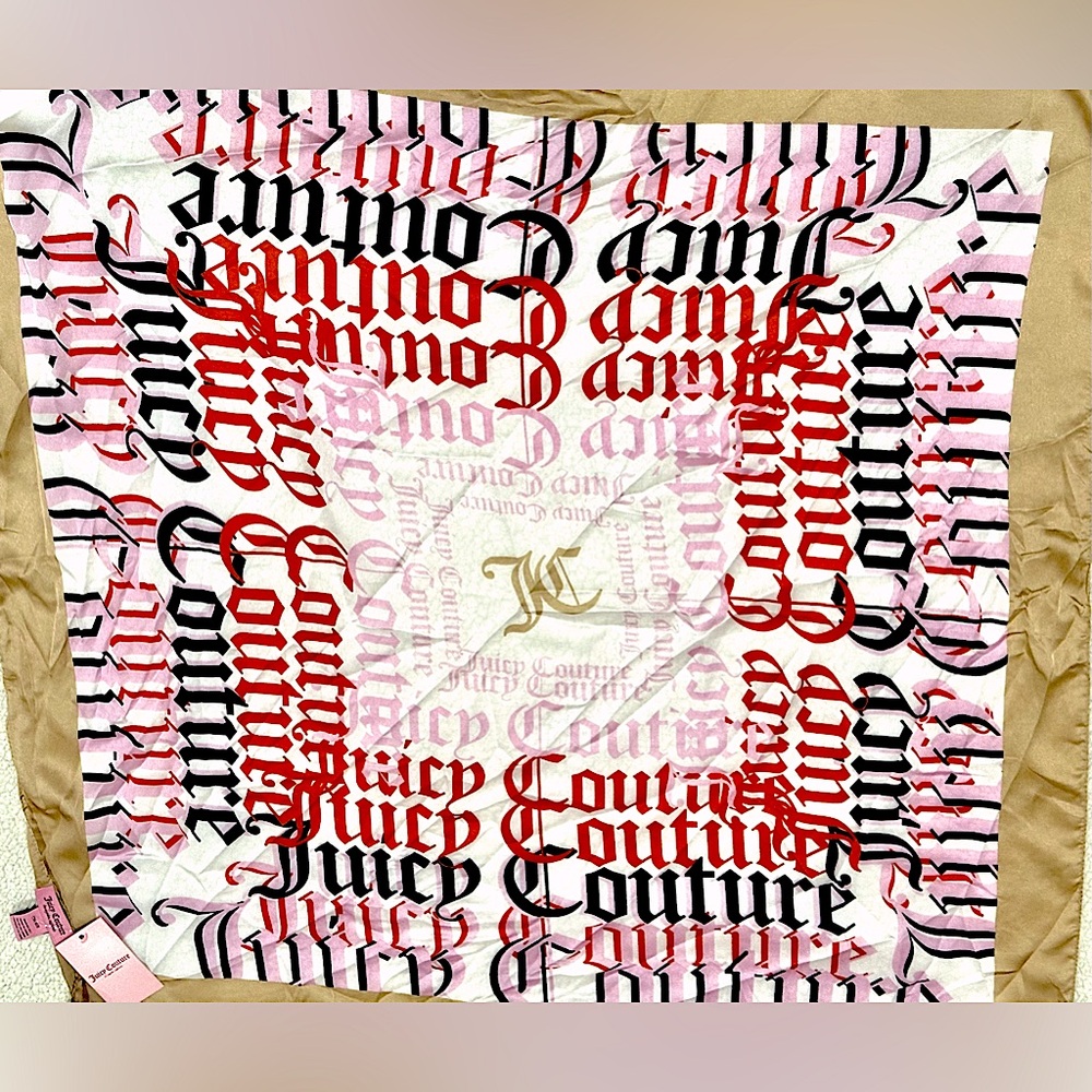 Juicy Couture Multi Wear Square
Satin Scarf with Juicy Couture Logo -36in x 36in